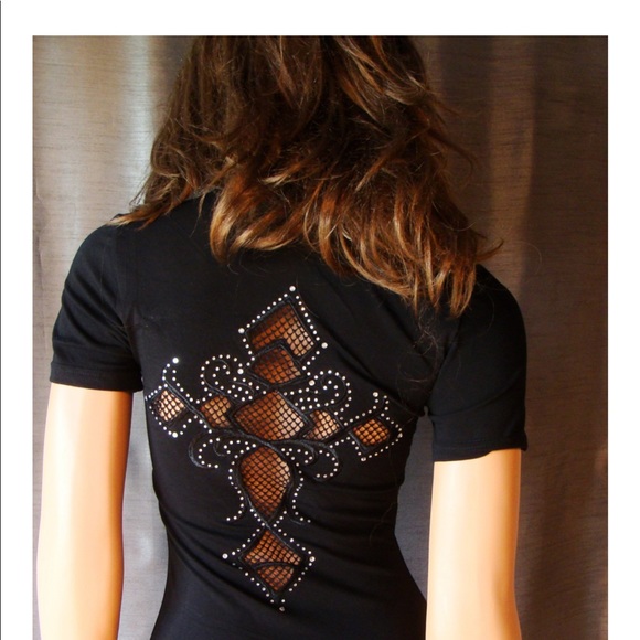 Tee with large mesh cross; rhinestones NWT - Picture 2 of 7